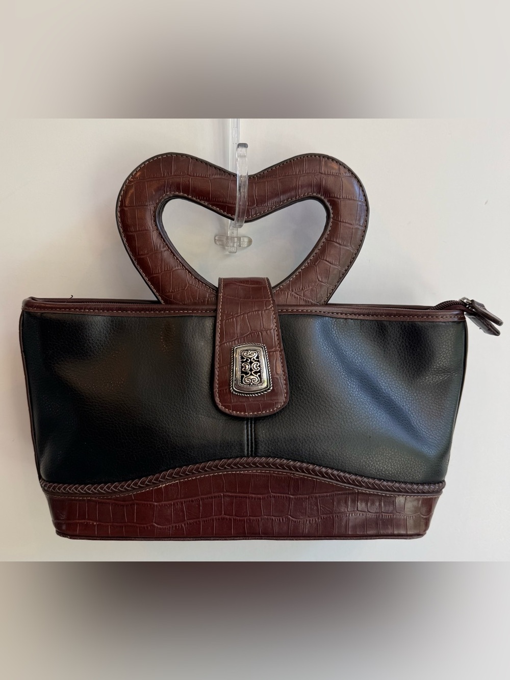 Marlo Handbag Heart Handles Faux-crocodile Embossed Trim Detachable Strap  Y2K